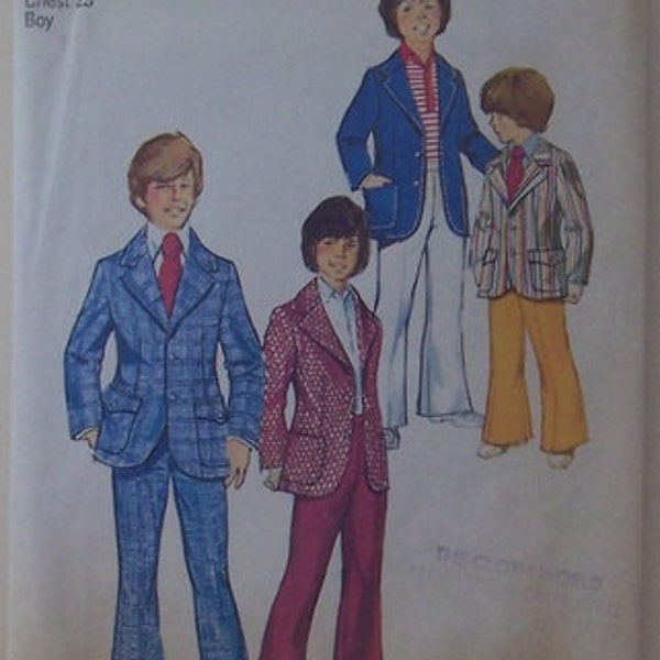 Boys Suit or Lined Sports Jacket and Bell-Bottom Pants Size 4 Vintage Simplicity 5548 Sewing Pattern