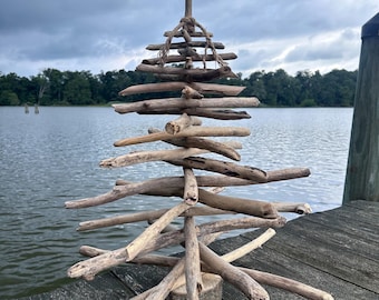 3ft Nautical Christmas Tree - 3 Ft Driftwood Xmas Decor with Coastal Cottage Vibes Handcrafted
