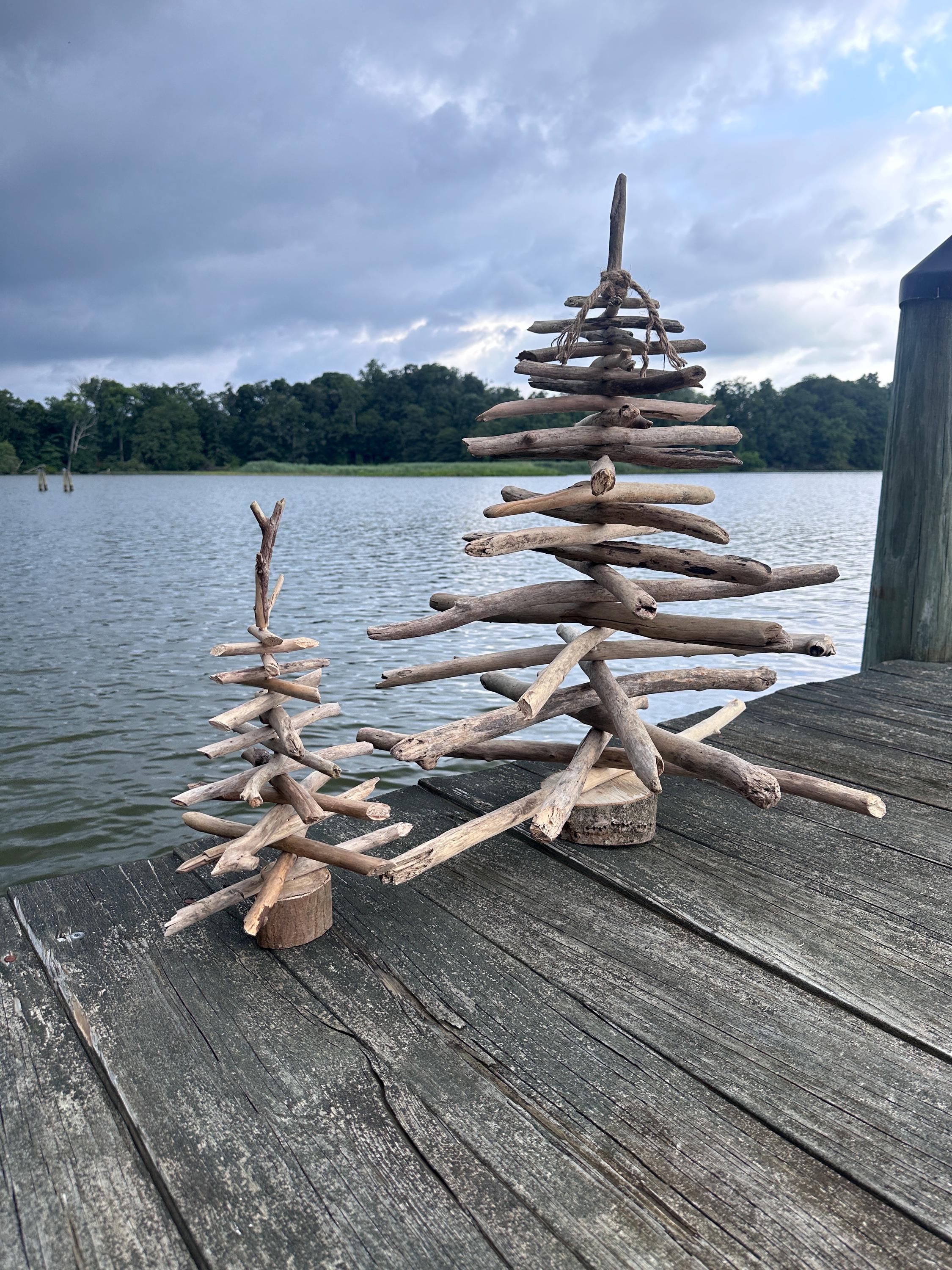 Driftwood Tree - Christmas Coastal Decor, Rustic Wooden Tree, Beach Handmade Nautical Driftwood Art, Eco-Friendly Natural Wood Sculpture