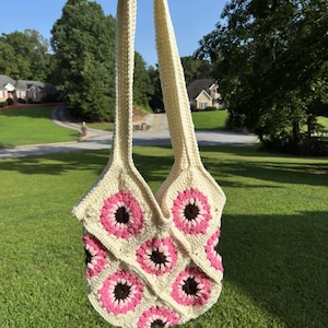 Handmade Sunflower granny square Crochet bag