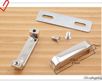 1 inch nickel bridge buckle ,belt loops , strap buckle fastener 8pcs ( attach with screws and washers) i69