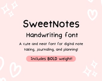 SweetNotes Handgeschriebene Schrift, süsses Notiz-Taking (Digitaler Download)