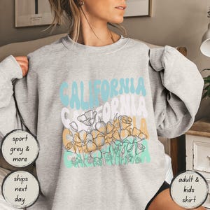 California Poppy Sweatshirt, Floral Crewneck, Wildflower Shirt, State Flower Sweater, Gift for Her, California Sweater, Plant Lover Gift