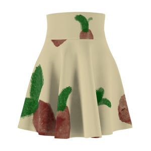 Chic Women&#39;s Skater Skirt with Apple Print, Flirty Skater Skirt, Summer Fashion, Casual Wear, Gift for Her, Trendy Outfit