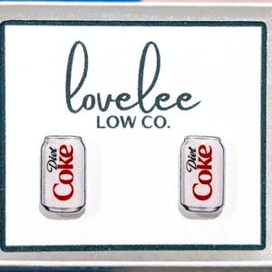Diet Coke Stud Earrings: Hypoallergenic, UV Resin Dome image 4