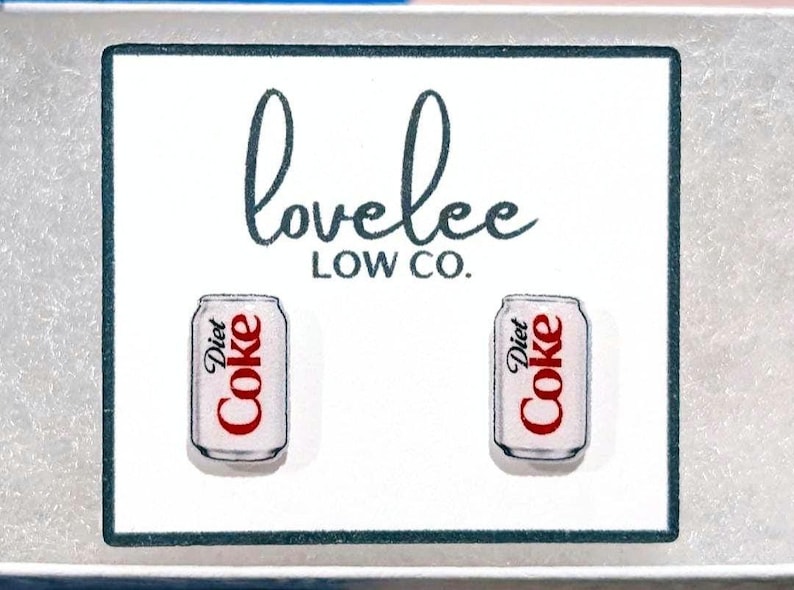 Diet Coke Stud Earrings: Hypoallergenic, UV Resin Dome image 4
