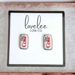 Diet Coke Stud Earrings: Hypoallergenic, UV Resin Dome image 3