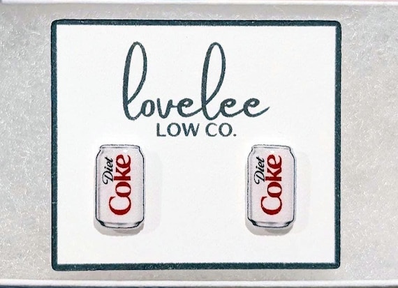 Diet Coke Stud Earrings: Hypoallergenic, UV Resin Dome