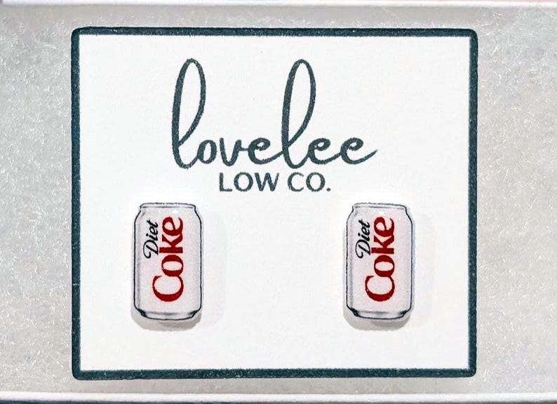 Diet Coke Stud Earrings: Hypoallergenic, UV Resin Dome image 1