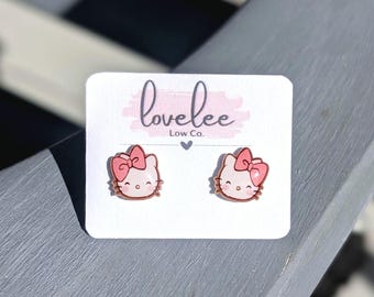 Kawaii Kitty Stud Earrings: Hypoallergenic Gift for Girls