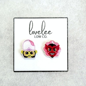 PowerPuff Girl Villain Stud Earring Set 90s Cartoon Nostalgia Hypoallergenic for Sensitive Ears