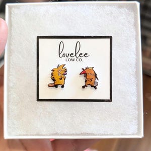 Angry Beavers Stud Earrings 90s Cartoon Earrings Hypoallergenic for Sensitive Ears