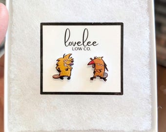 Angry Beavers Ohrstecker 90er Jahre Cartoon Ohrstecker Hypoallergen für empfindliche Ohren