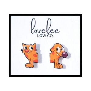 CatDog Inspired 90s Nostalgic Cartoon Earrings, Mismatched earrings, Hypoallergenic for Sensitive Ears
