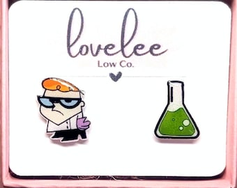 Dexter's Labor Ohrstecker 90er Jahre Cartoon Hypoallergenic für empfindliche Ohren