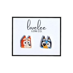 Pendientes de Blue Heeler Pendientes desiguales Pendientes de perro de dibujos animados Hipoalergénicos para oídos sensibles
