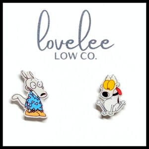 Rocco's modern Life Stud Earrings, 90s Cartoon Earrings, Hypoallergenic for Sensitive Ears