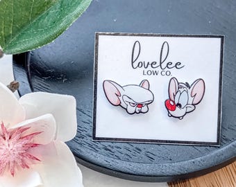 Pinky and The Brain Ohrstecker 90er Jahre Cartoon Nostalgie Hypoallergen für empfindliche Ohren