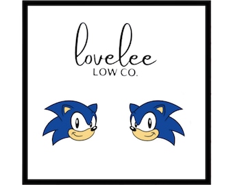Blue Hedgehog Stud Earrings Hypoallergenic For Sensitive Ears