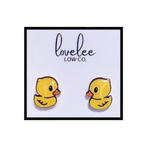 Duck Stud Earrings: Yellow Rubber Ducky, Hypoallergenic Posts