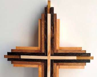 Cross Wooden Crucifix Wood Cross Stained Wood Cross Crucifix Stained Layered Wooden Crucifix Cross Spirituality Cross Religious Home Decor