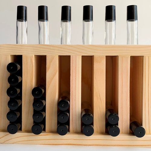 Roller Ball Bottle Display Made of Wood Roll on Ball Bottle Etsy