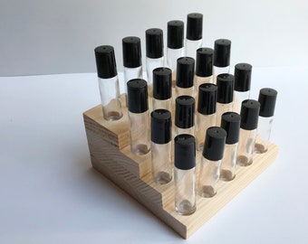 Rollerball Bottles Roll On Bottle Wood Display Wooden Essential Oil Holder Roll On  Multi Level Wood Display for Rollerball Bottles 4 Tiers