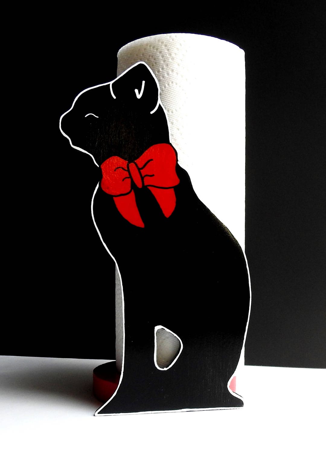 Cat Paper Towel Holder Feline With Bow Towel Holder Kitten Paper Towel