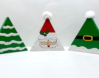 Santa Elf Christmas Tree Ornament Christmas Tree Elf Santa Claus Ornaments Wood Shelf Sitter Wood Shelf Sitters Christmas
