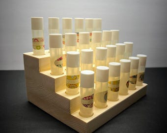 Lip Balm Tube Holder Lip Balm Display Wooden Multi Level Lip Balm Display Holder Wood Lip Balm Holder Display 4 Tiers Holds 24 Tubes