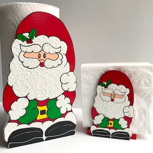 Conjunto de porta-toalhas de papel e guardanapo de Papai Noel Conjunto de guardanapos de Natal e porta-toalhas de papel Papai Noel