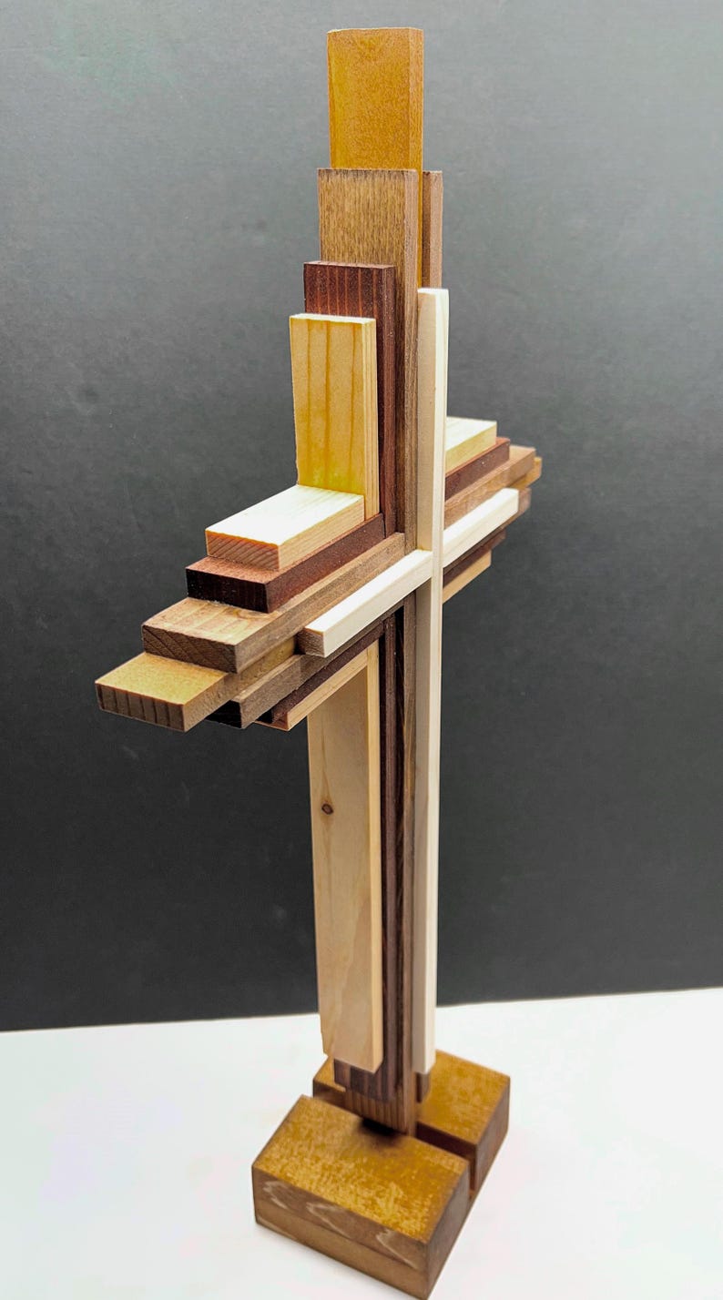 Cross Wooden Crucifix Wood Cross Stained Wooden Cross Crucifix Layered Wood Crucifix Cross Religious Home Decor Spirituality Crosses image 5