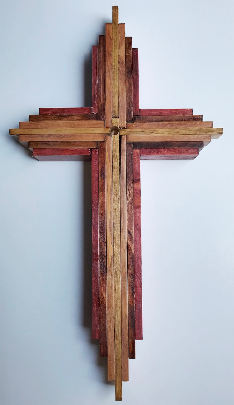 Cross Wooden Cross Layered Wood Cross Wood Crucifix Wooden Etsy