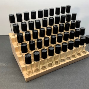 Rollerball Bottles Roll On Bottle Wood Display Wooden Essential Oil Holder Roll On  Multi Level Wood Display for Rollerball Bottles 5 Tiers