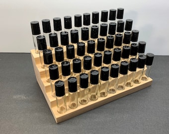 Rollerball Bottles Roll On Bottle Wood Display Wooden Essential Oil Holder Roll On  Multi Level Wood Display for Rollerball Bottles 5 Tiers