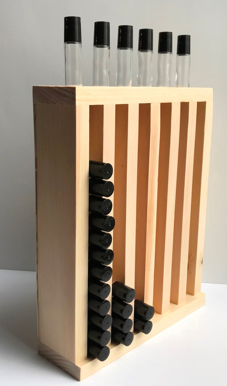 Roller Ball Bottle Display Made of Wood Roll on Ball Bottle Etsy