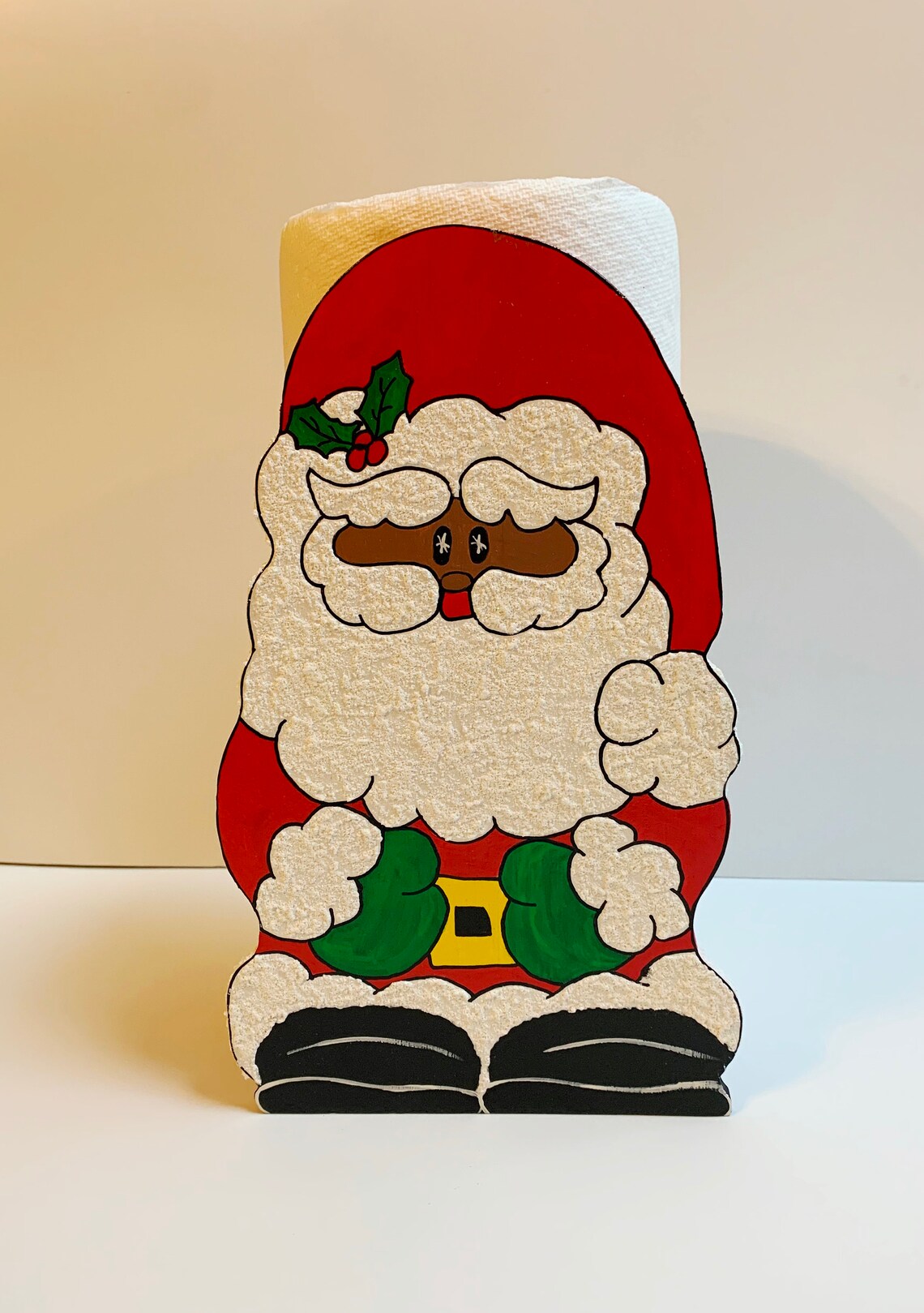 Santa Claus Paper Towel Holder Santa Christmas Towel Holder Etsy