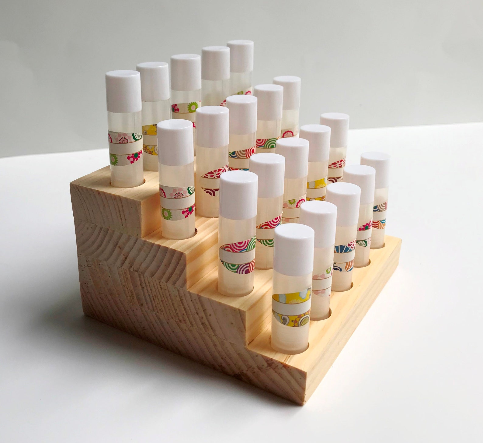 Lip Balm Tube Holder Lip Balm Display Wooden Multi Level Lip Etsy