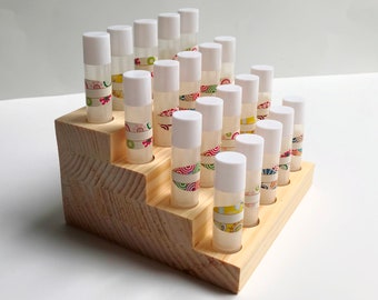 Lip Balm Tube Holder Lip Balm Display Wooden Multi Level Lip Balm Display Holder Wood Lip Balm Holder Display 4 Tier Holds 20 Tubes