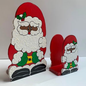 Conjunto de porta-toalhas de papel e porta-guardanapos de Papai Noel Conjunto de porta-guardanapos e porta-toalhas de papel de Natal Papai Noel afro-americano