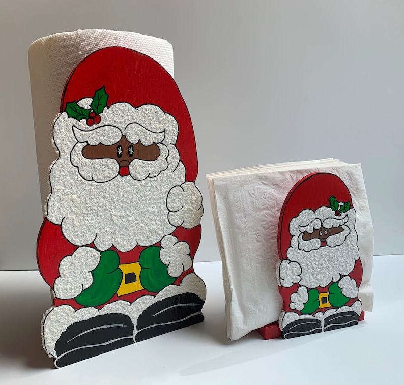 Santa Claus Paper Towel Holder and Napkin Holder Set Christmas Etsy