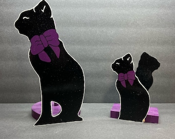 Cat Paper Towel and Napkin Holder Set Feline with Bow Towel and Napkin Holder Set Kitten Black Cat Towel and Napkin Holder Set