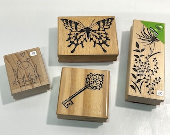 Set of 4 Wood mount stamps