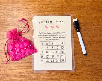 25/50 You've Been Flocked Flamingo Hunt Challenge, Flamingo Hide-n-Seek, Hidden Flamingo Prank, Family, Party Game