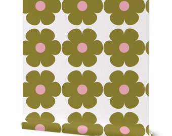 Retro Daisy Removable Wallpaper, Funky Accent Wall
