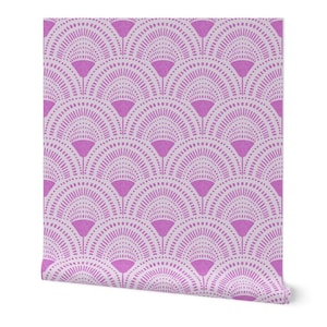 Cute Retro Flowers Wallpaper, Fuschia Magenta Pink Peel and Stick Wallpaper, Prepasted Wall, Renters Wallpaper, Accent Wall, Removable Wall