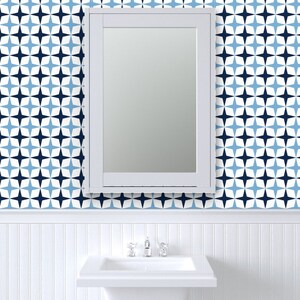 Wallpaper Navy Blue Light Blue Geometric Stars Peel and Stick Renters ...