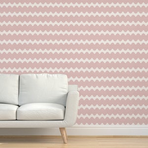Wallpaper Pink Wavy Lines Funky Wallpaper, Peel and Stick or Prepasted Wallpaper, Renters Wallpaper, Accent Wallpaper, Removable Wallpaper