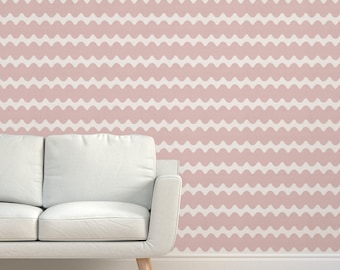 Wallpaper Pink Wavy Lines Funky Wallpaper, Peel and Stick or Prepasted Wallpaper, Renters Wallpaper, Accent Wallpaper, Removable Wallpaper