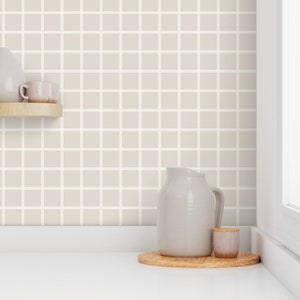 Wallpaper Neutral Plaid Peel and Stick Wallpaper, Prepasted Wallpaper, Renters Wallpaper, Accent Wallpaper, Nursery Wallpaper